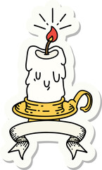 sticker of tattoo style spooky melting candle