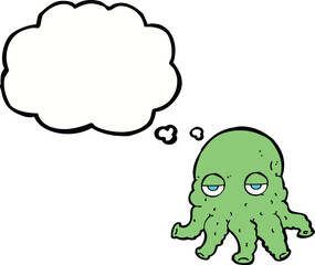cartoon alien squid face with thought bubble