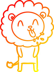 warm gradient line drawing happy cartoon lion