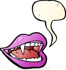 cartoon vampire mouth with speech bubble