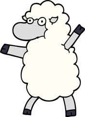 cartoon doodle sheep standing upright