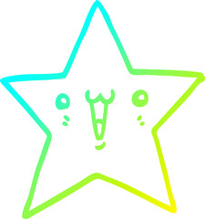 cold gradient line drawing happy cartoon star