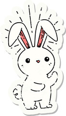 grunge sticker of tattoo style cute bunny