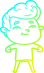 cold gradient line drawing happy cartoon man