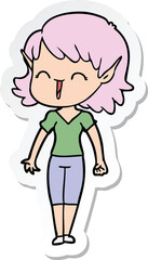 sticker of a cartoon elf girl