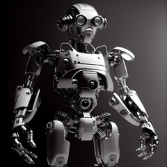 Fototapeta premium Futuristic Robot: A Metallic Humanoid Sentinel. AI Generated