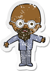retro distressed sticker of a cartoon genius scientist