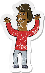 retro distressed sticker of a cartoon nervous man