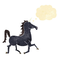 cartoon unicorn with thought bubble