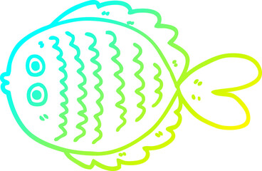 cold gradient line drawing cartoon flat fish