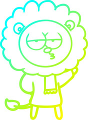 cold gradient line drawing cartoon bored lion