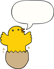 cartoon hatching bird and speech bubble