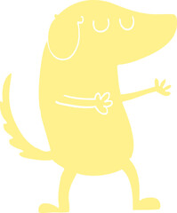 flat color illustration cartoon happy dog
