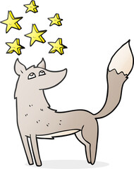 cartoon wolf with stars
