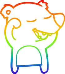 Obraz premium rainbow gradient line drawing cartoon bear