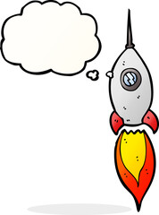 cartoon spaceship with thought bubble