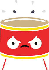 flat color retro cartoon drum