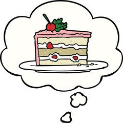 cartoon dessert cake and thought bubble