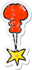 retro distressed sticker of a cartoon office tack
