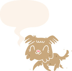 cartoon little dog and speech bubble in retro style