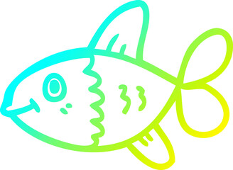 cold gradient line drawing cartoon fish