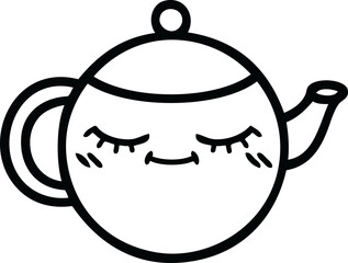line drawing cartoon teapot