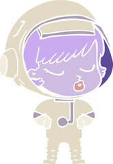 flat color style cartoon pretty astronaut girl