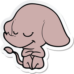 sticker of a cartoon smiling elephant