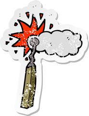 retro distressed sticker of a cartoon match