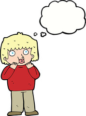 cartoon worried boy with thought bubble