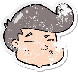 distressed sticker of a cartoon boy's face