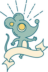 banner with tattoo style mouse character