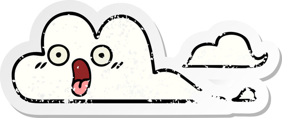 distressed sticker of a cute cartoon white cloud