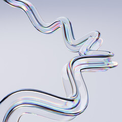 3d line, modern abstract design element 3d rendering, futuristic liquid shape, glass color gradient wave – poster design template - 580634068