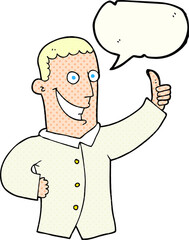 comic book speech bubble cartoon man giving approval