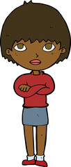 cartoon woman with crossed arms