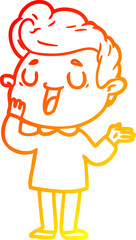 warm gradient line drawing happy cartoon man