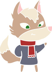 friendly flat color style cartoon wolf