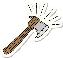 sticker of tattoo style hatchet axe
