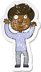 retro distressed sticker of a cartoon happy boy
