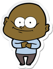 Fototapeta premium sticker of a cartoon bald man staring