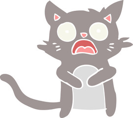 flat color style cartoon horrified cat