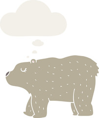 cartoon bear and thought bubble in retro style
