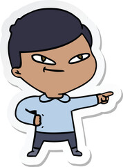 sticker of a cartoon pointing man