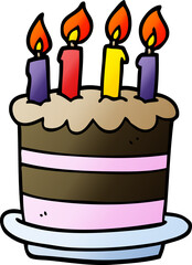 cartoon doodle birthday cake