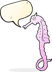 cartoon sea horse with speech bubble