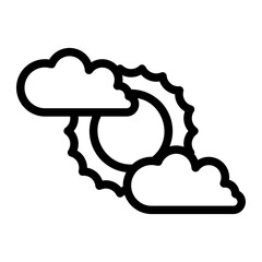clouds and sun line icon