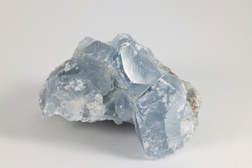 Blue transparent crystals of selenite, a variety of mineral gypsum
