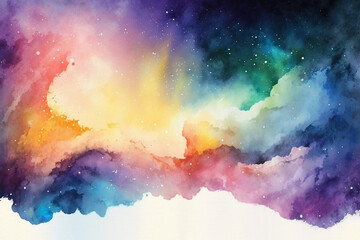 グラデーション背景素材,輝く銀河,美しい雲,ジェネレーティブ,水彩風イラスト
