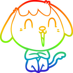 rainbow gradient line drawing cute cartoon dog
